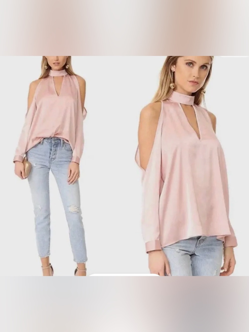 Yumi Kim Navy Cold-Shoulder Keyhole Blouse - Picture 7 of 7